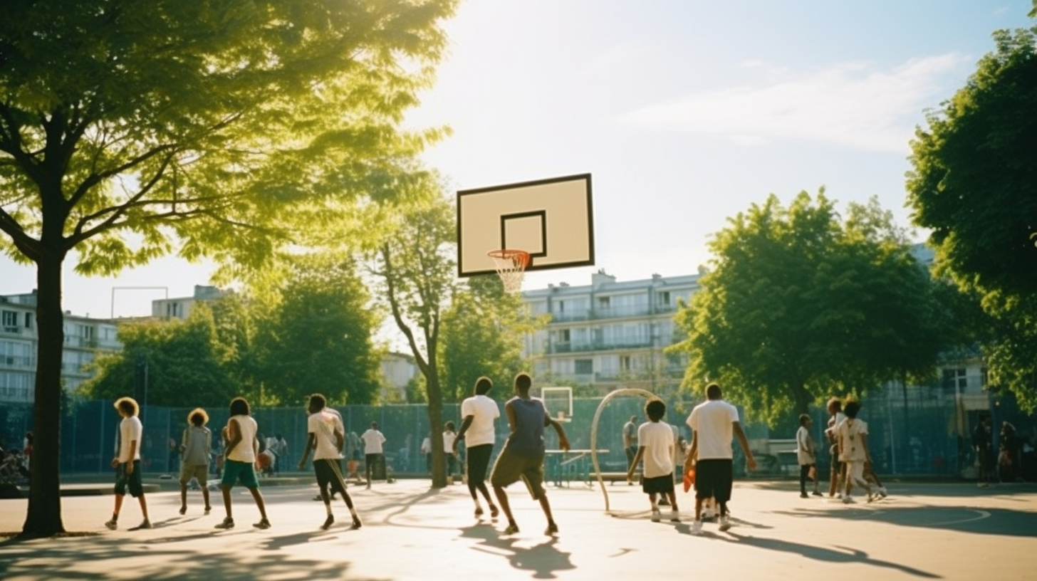 young people playing basketball in Paris