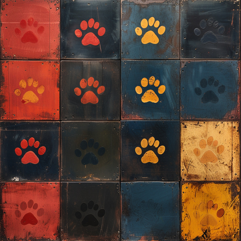 Colorful paw prints background