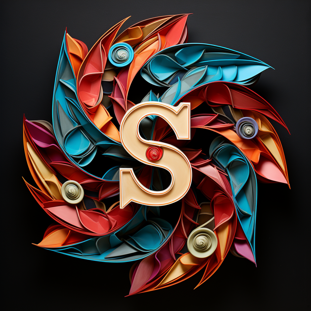 Colorful pinwheel with letter S inside