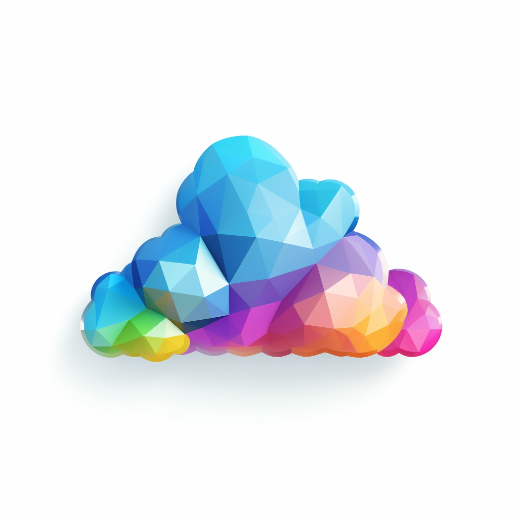 Low-polygon cloud with colorful raindrops