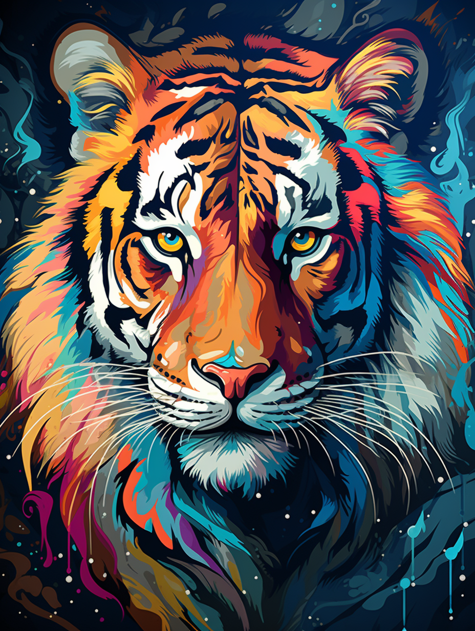 Colorful tiger in pop art style