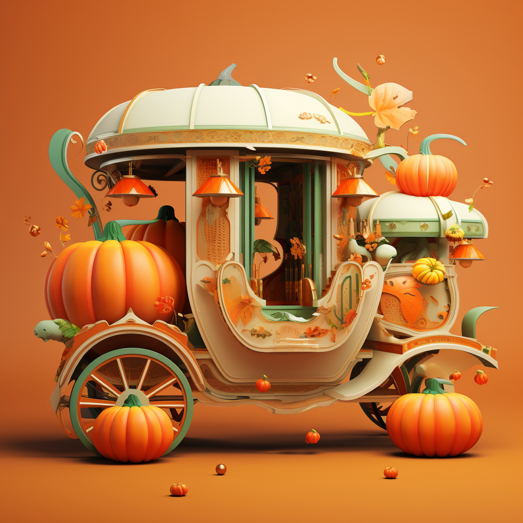 Colorful pumpkin carriage with vibrant designs