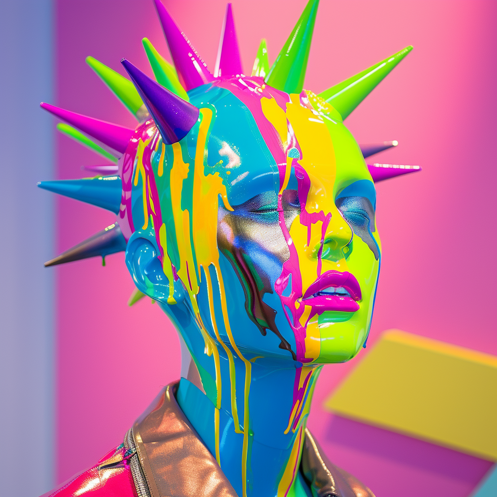 Colorful punk mannequin in daylight