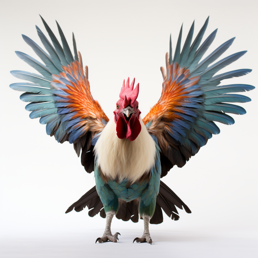 Colorful Rooster Spreading Wings