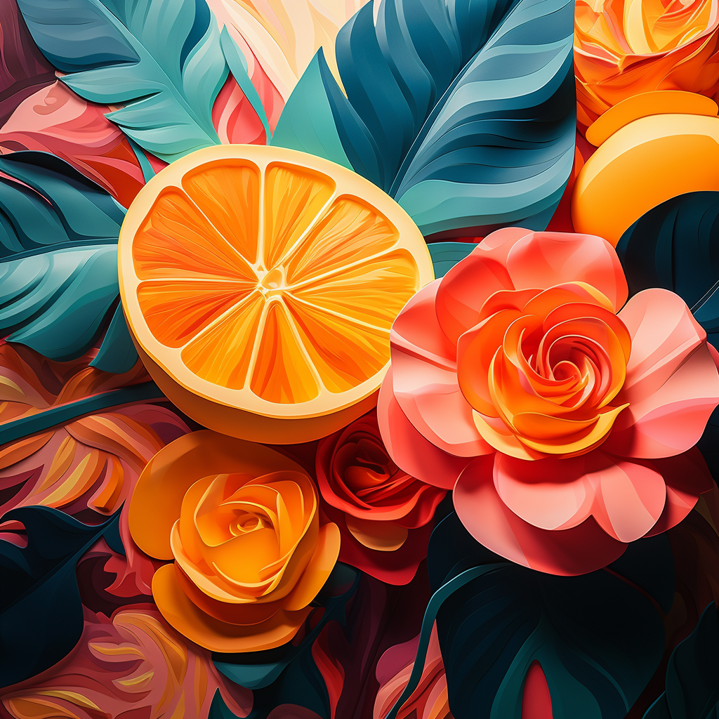 Exquisite Tropical Collage with Vibrant Colors