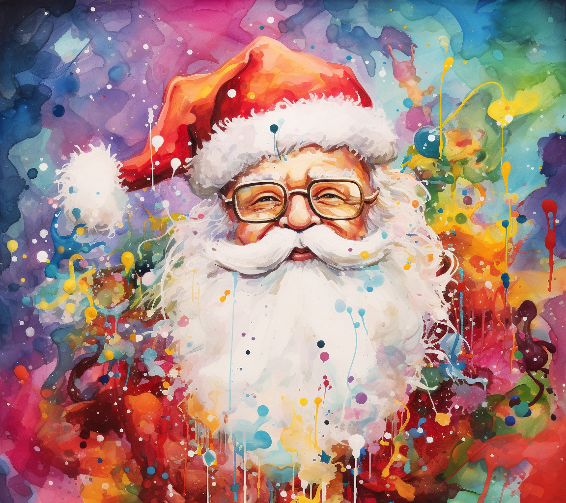 Colorful Santa Claus in alcohol ink