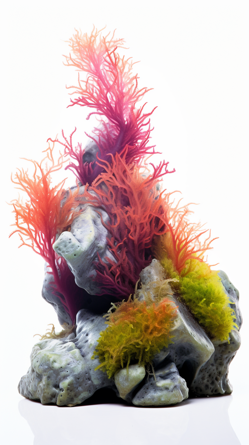 Colorful sea moss growing on rock