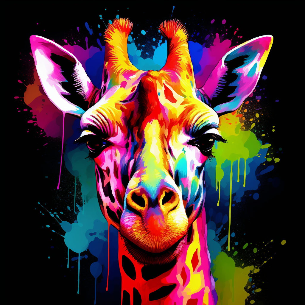 Colorful Serious Giraffe Artwork