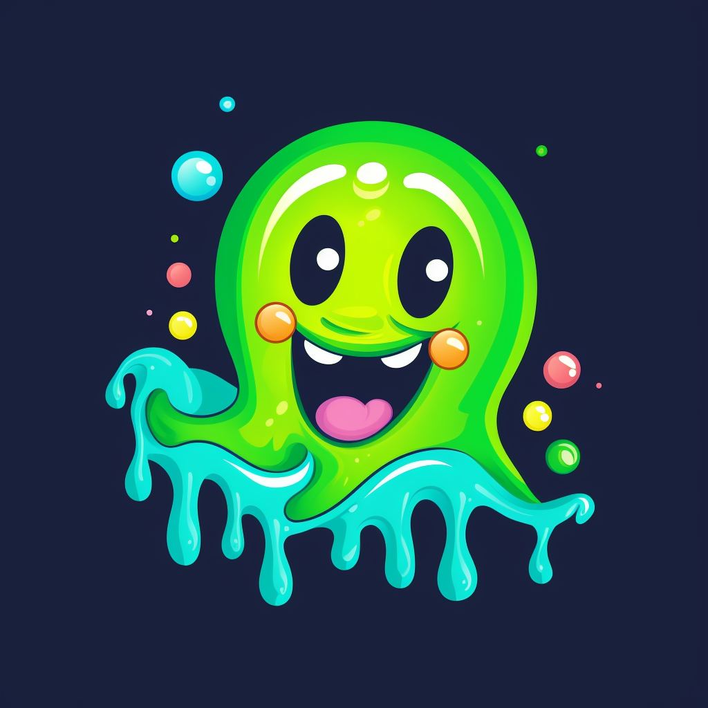 Playful slime logo saying hi