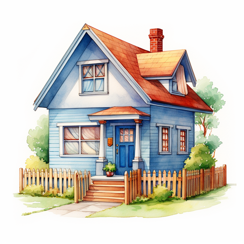 Colorful smiling cute house sketch