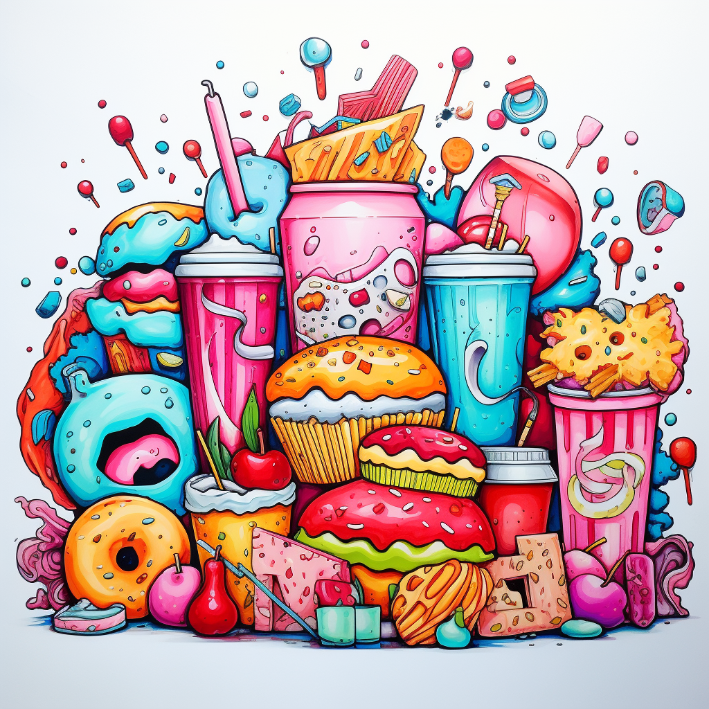 Vibrant snack and beverage art