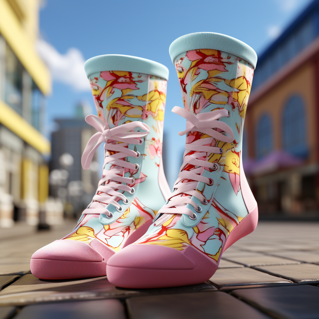 Fashionable girl showcasing colorful socks