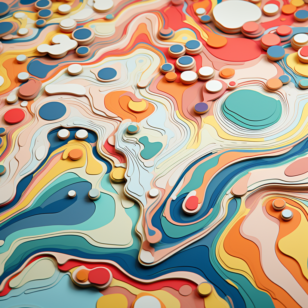 Vibrant splashes with contour lines