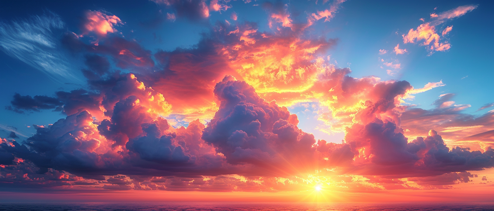 Colorful sunset with clouds and sky