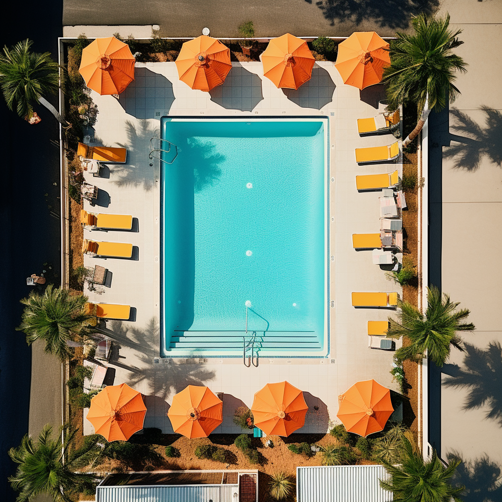 Vibrant swimming pool with Sixties vibes