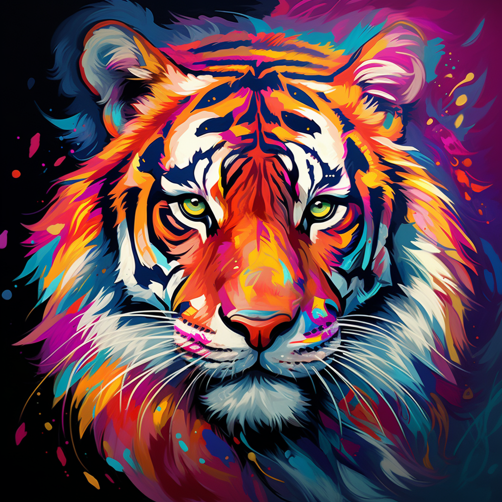 Vibrant tiger in colors