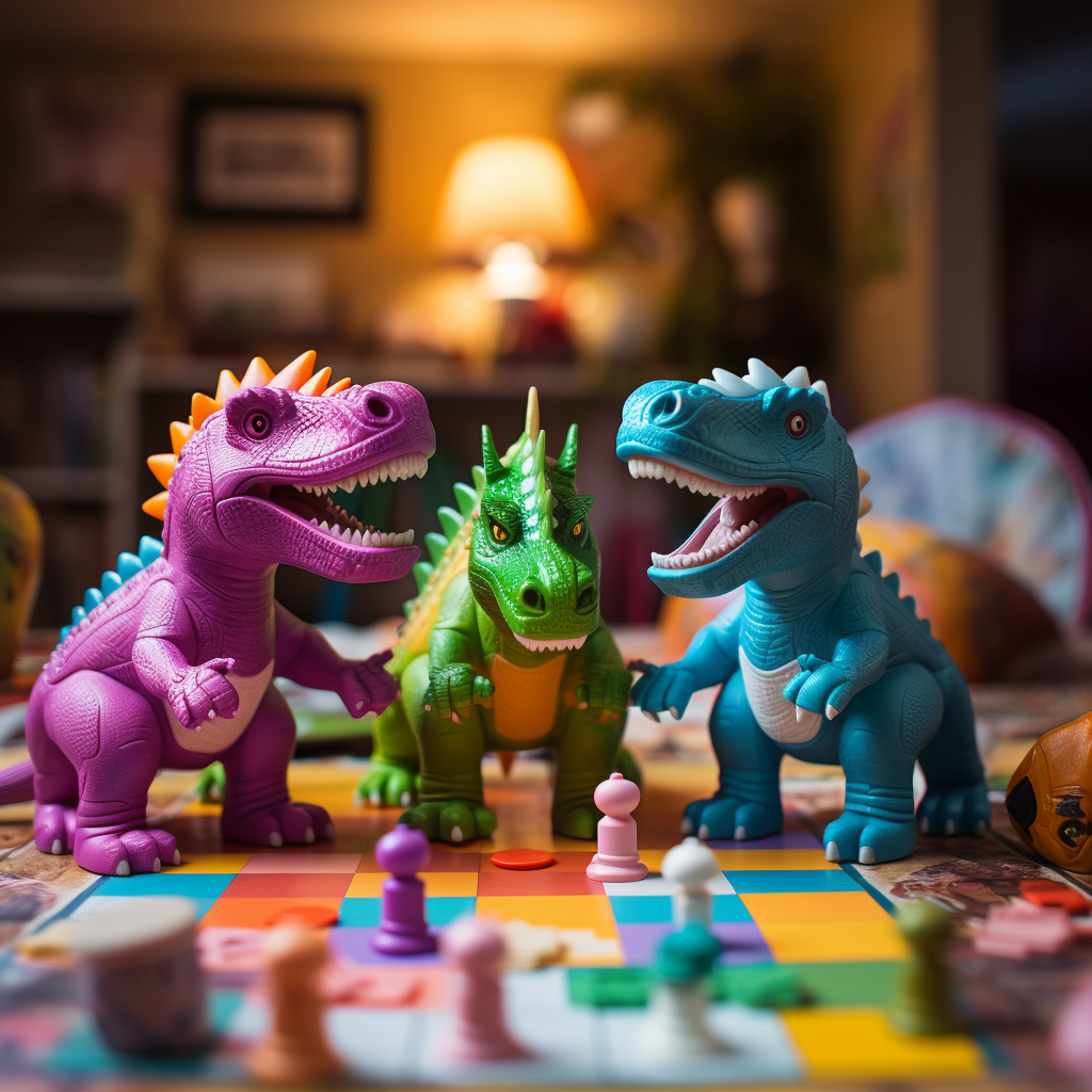 Colorful Toy Dinosaurs Table