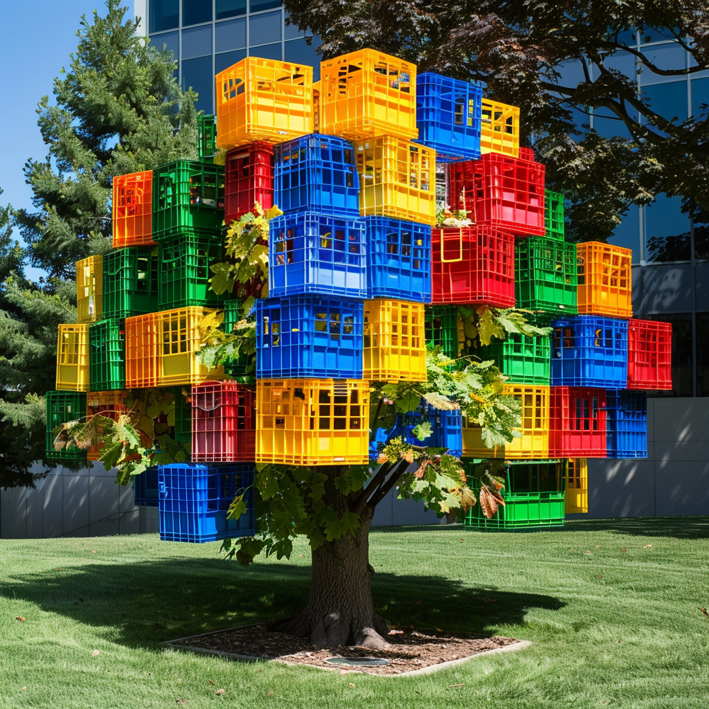 Plastic Milk Crate Tree Design