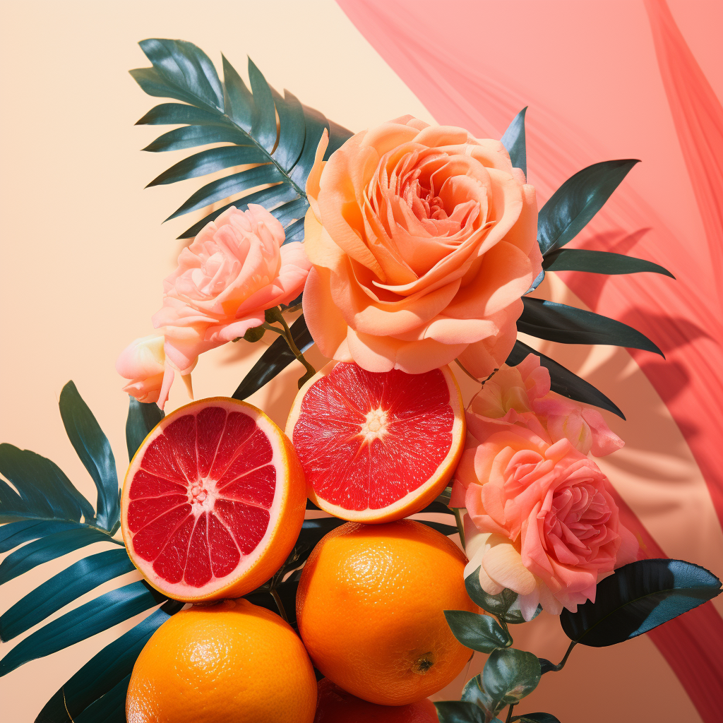 Lush Tropical Fruits on Gradient Background