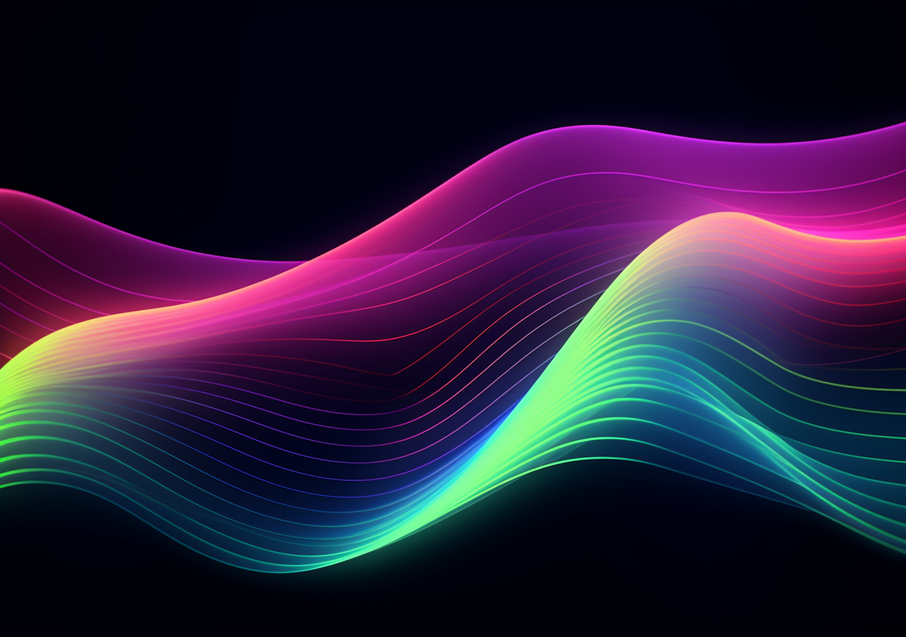 Vibrant undulating lines on dark background