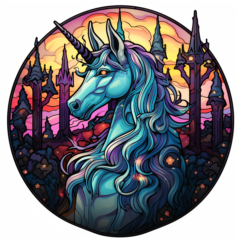 Colorful unicorn magical forest sticker