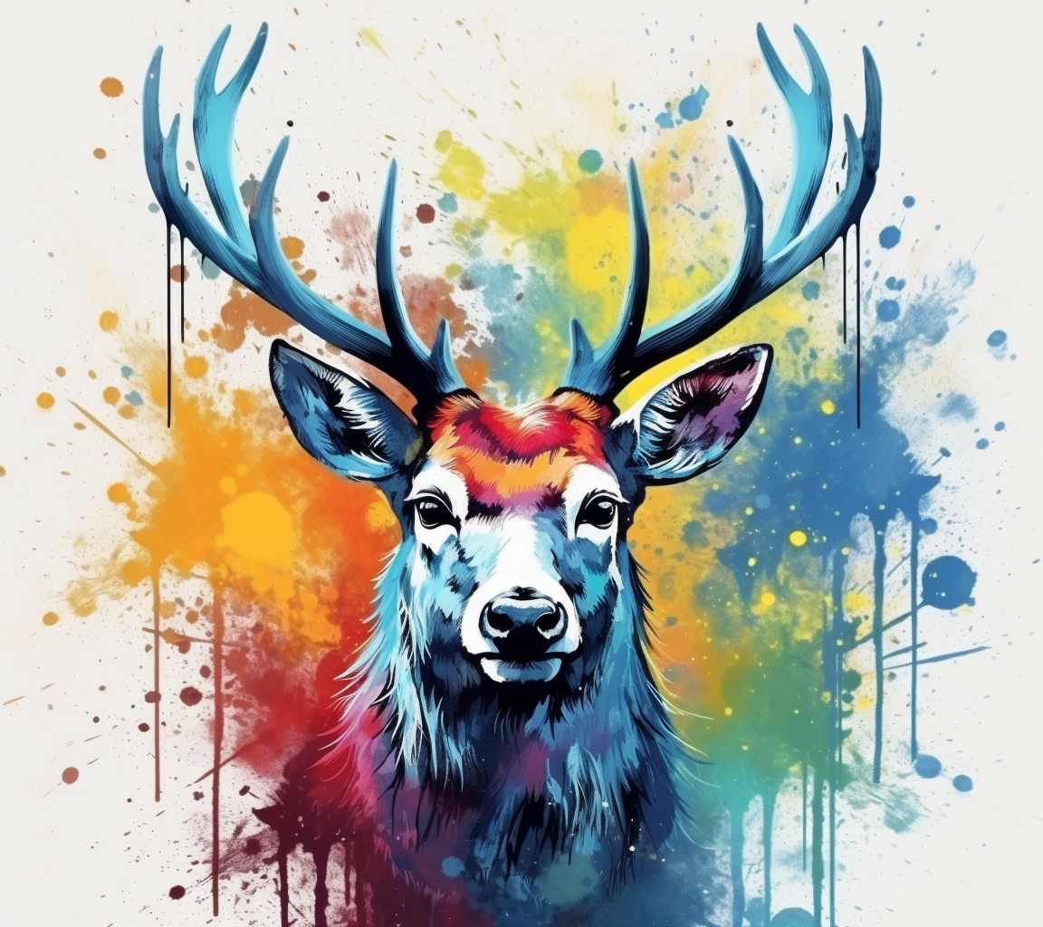 Vibrant reindeer in watercolor art