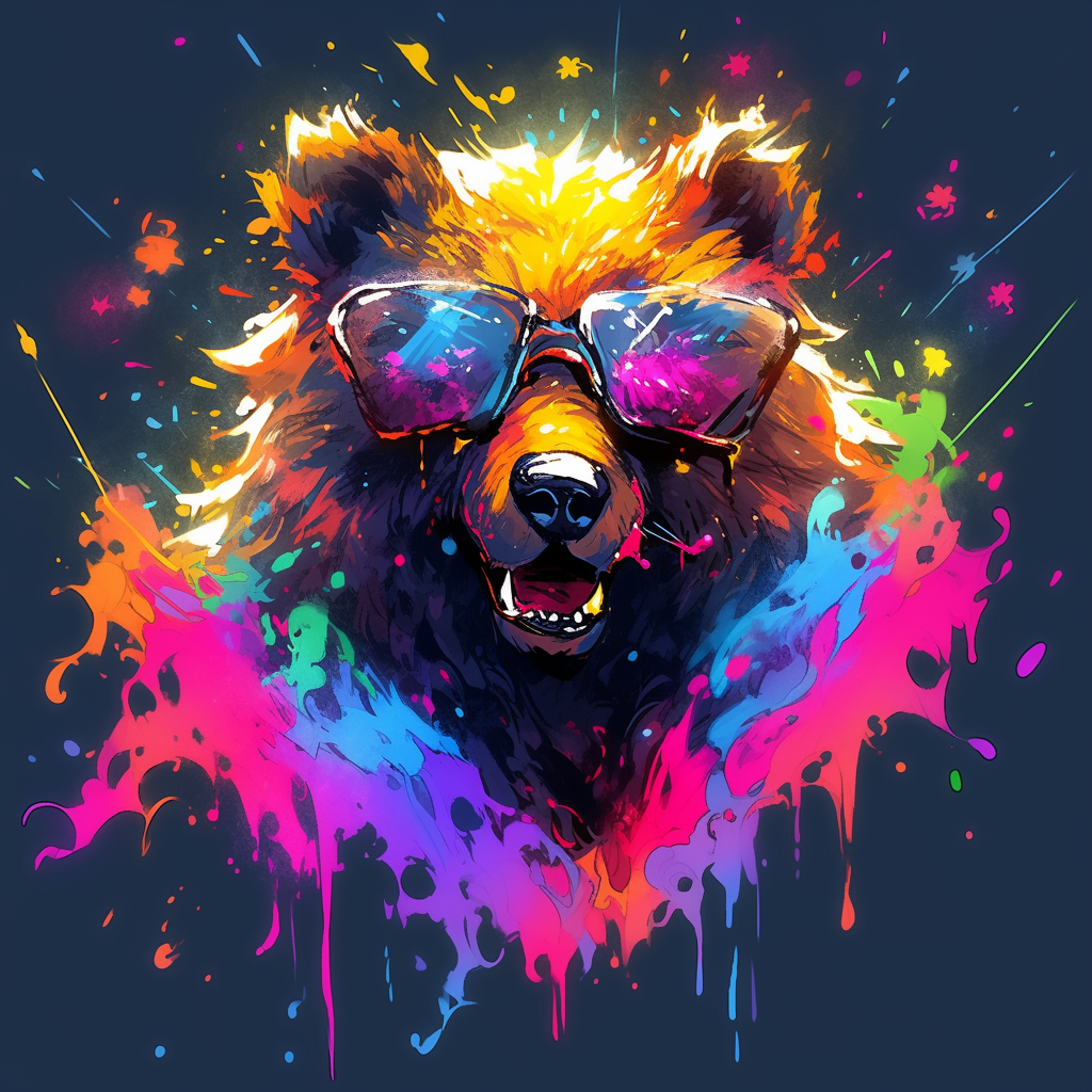 Colorful bear with eye patch art