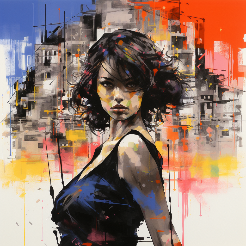 Beautiful Asian Female in Colorful Comic Book Art