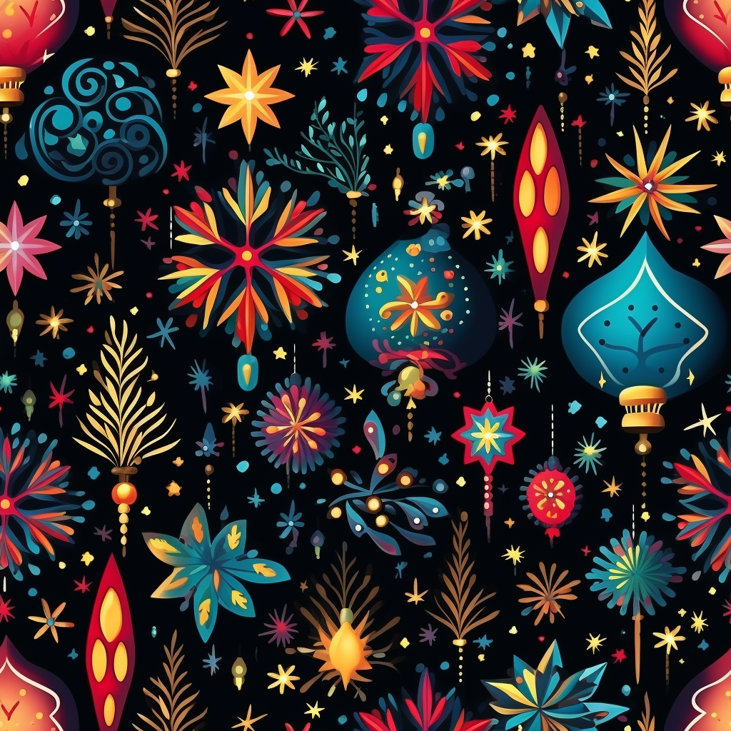 Colorful Christmas pattern with extra details