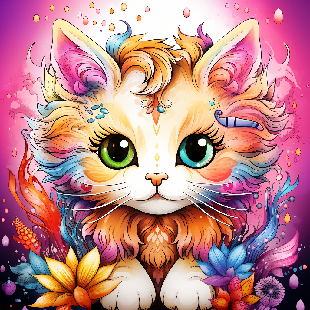 Cute Fantasy Animal Kitten Coloring Book