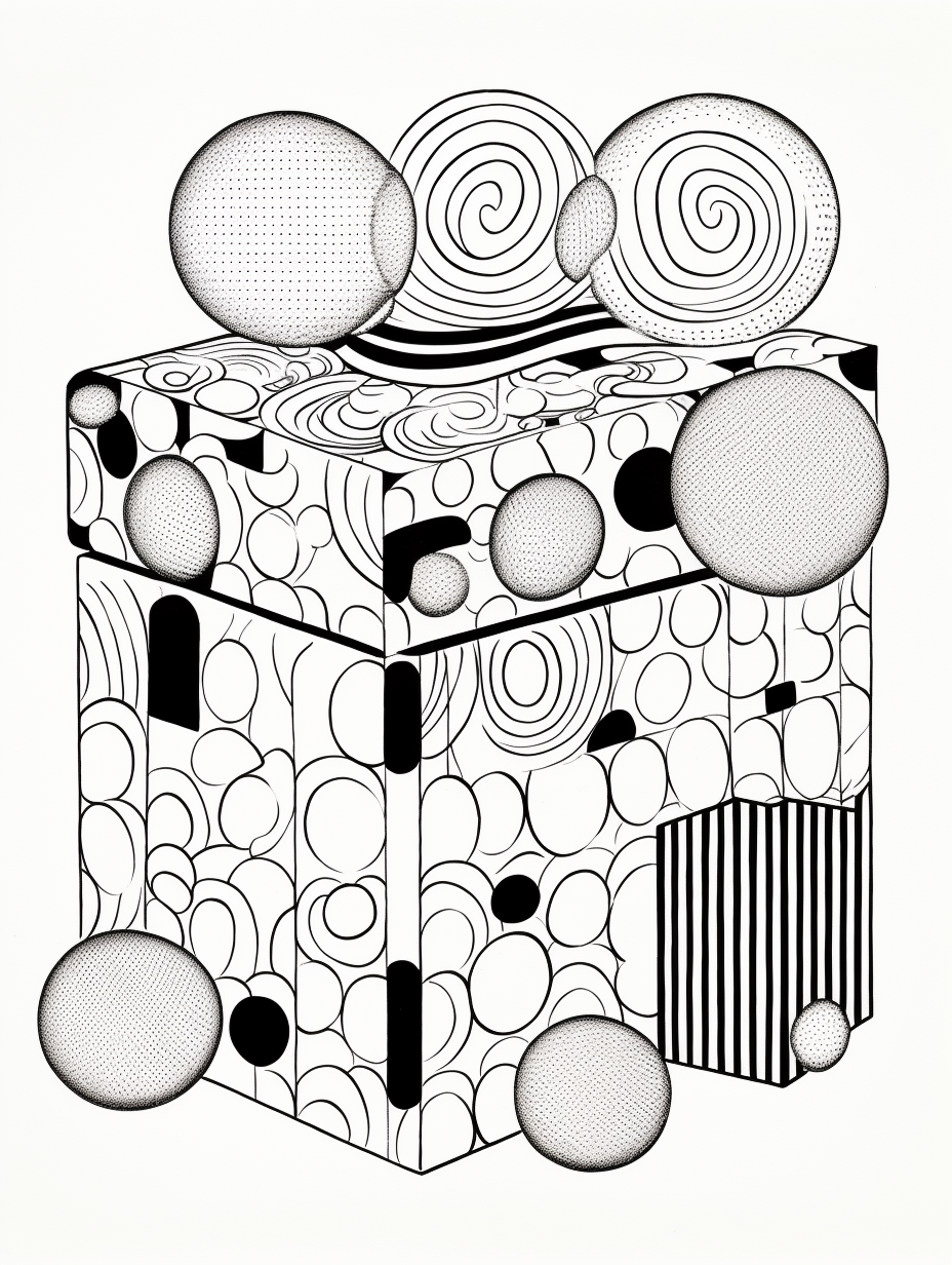 Coloring book with geometric circles and ribbon