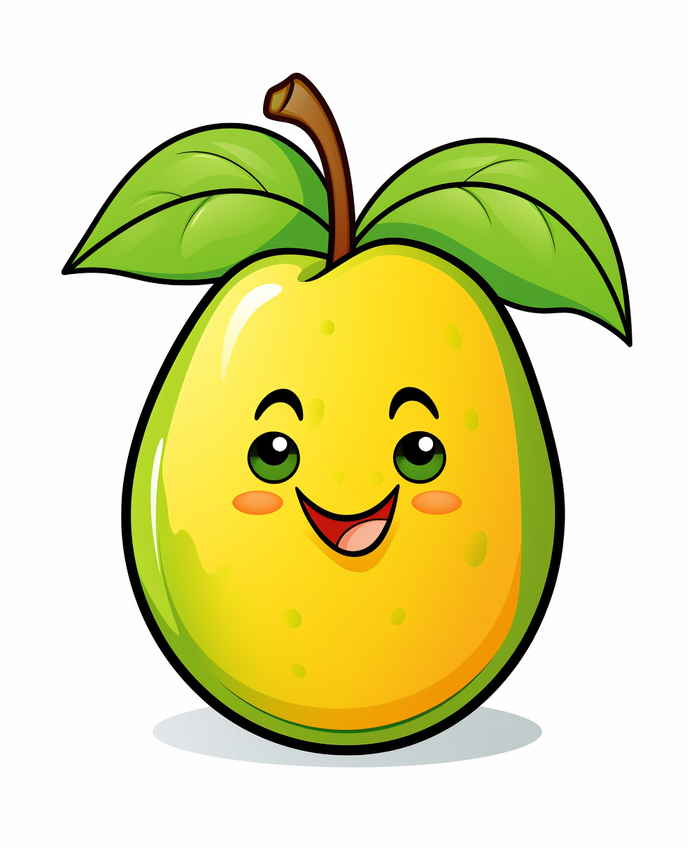 Cartoon mango on white background