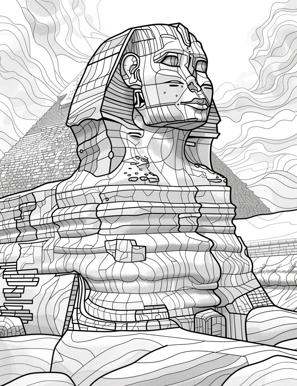 Coloring Book Sphinx Giza Illustration