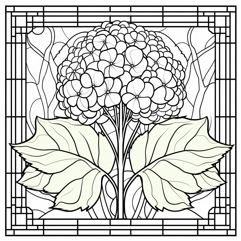 Hydrangea Stained Glass Coloring Page