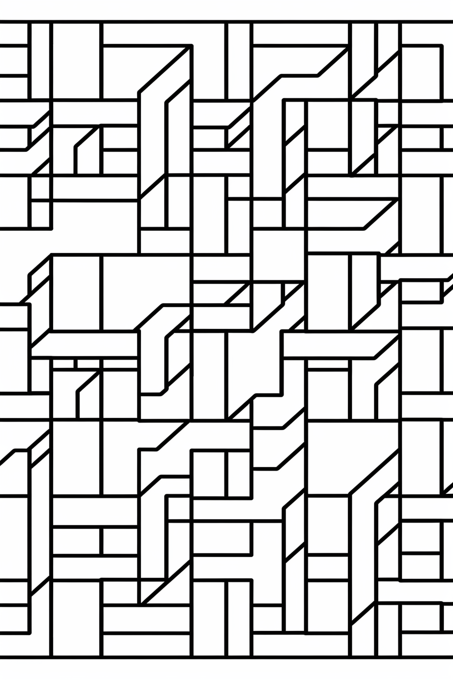 Coloring page with basic shapes and patterns