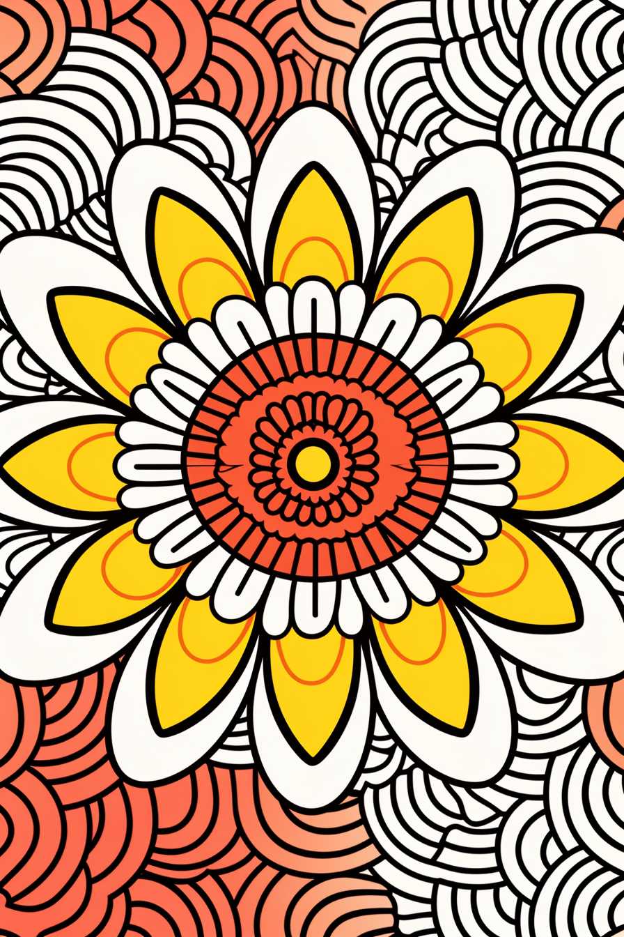 Coloring Page with Basic Shapes and Patterns