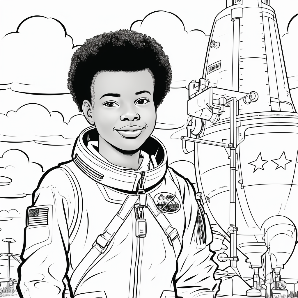 Mae Jemison Kids Coloring Page Rocket Background