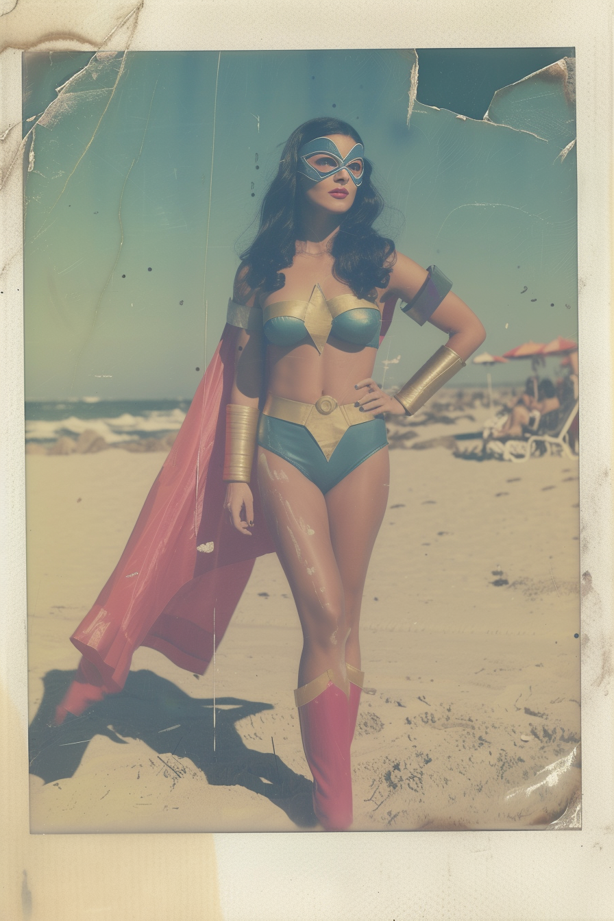 Female Baywatch Cosplay Superheroine Beach Photo