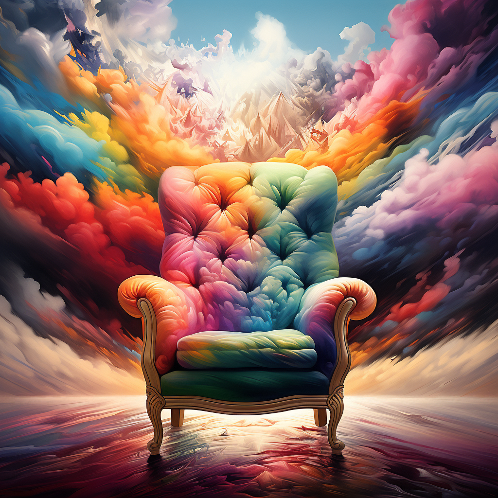 Rainbow Armchair with Clouds