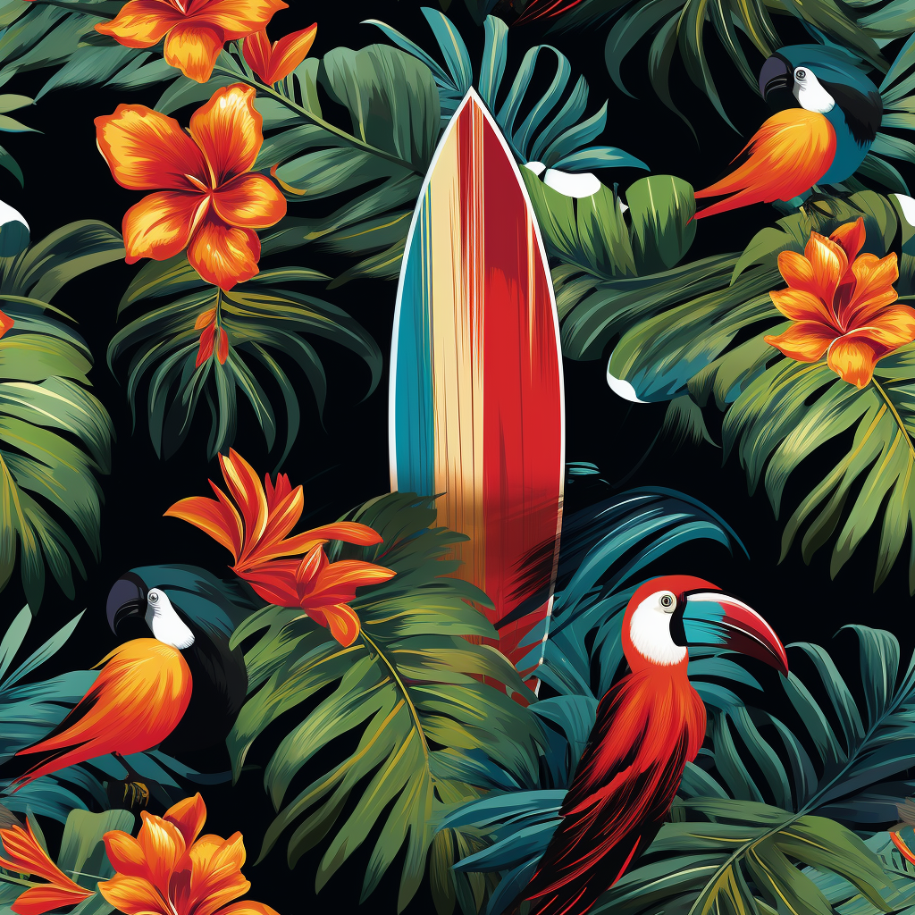 Surfboards in colorful Hawaii paradise