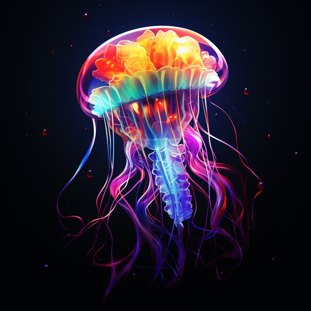 Colorful jellyfish with bold lines and lumen reflections