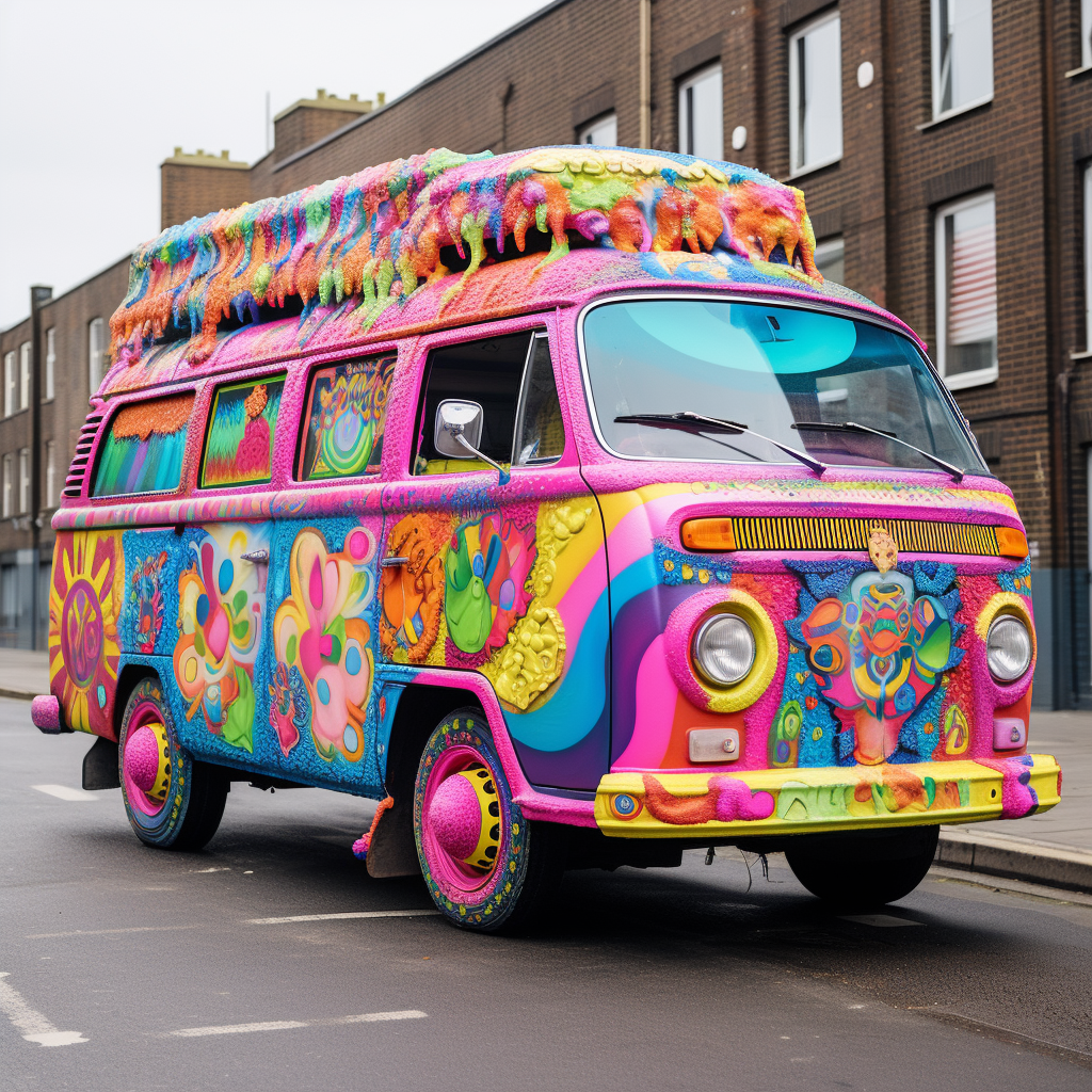 Colourful psychedelic police van