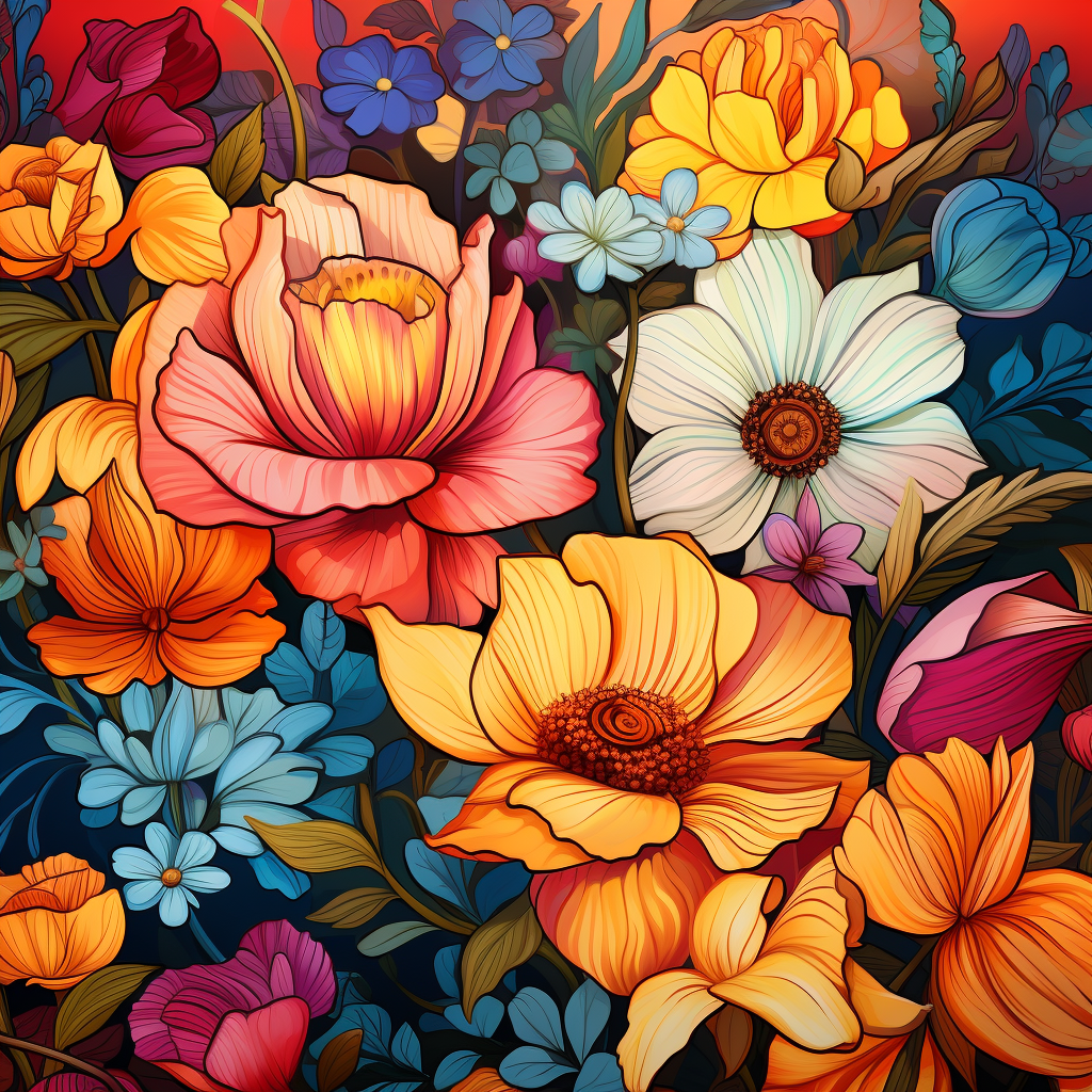 Beautiful floral illustration in vibrant colors