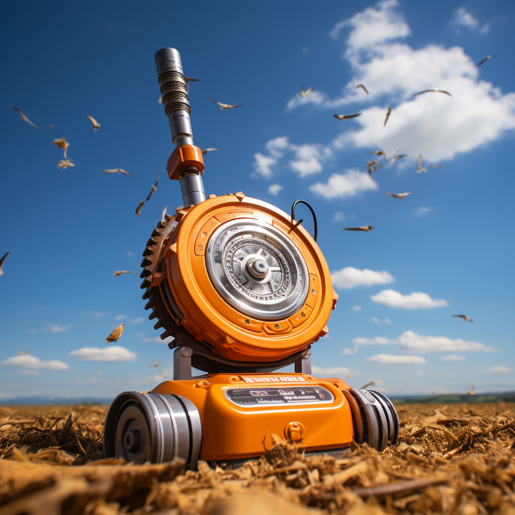 Electric hover broom in blue sky