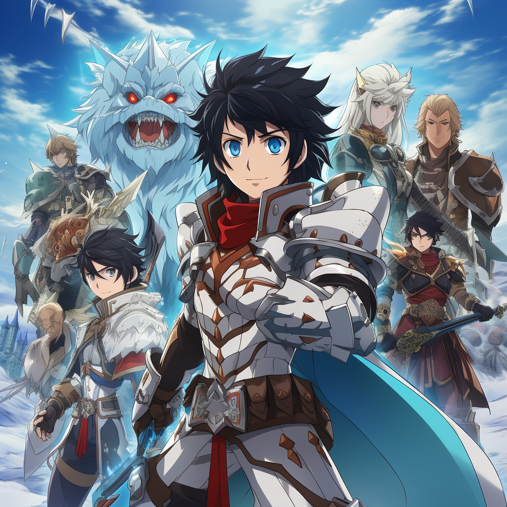 Three adventurers and a monster in a comedy-fantasy anime