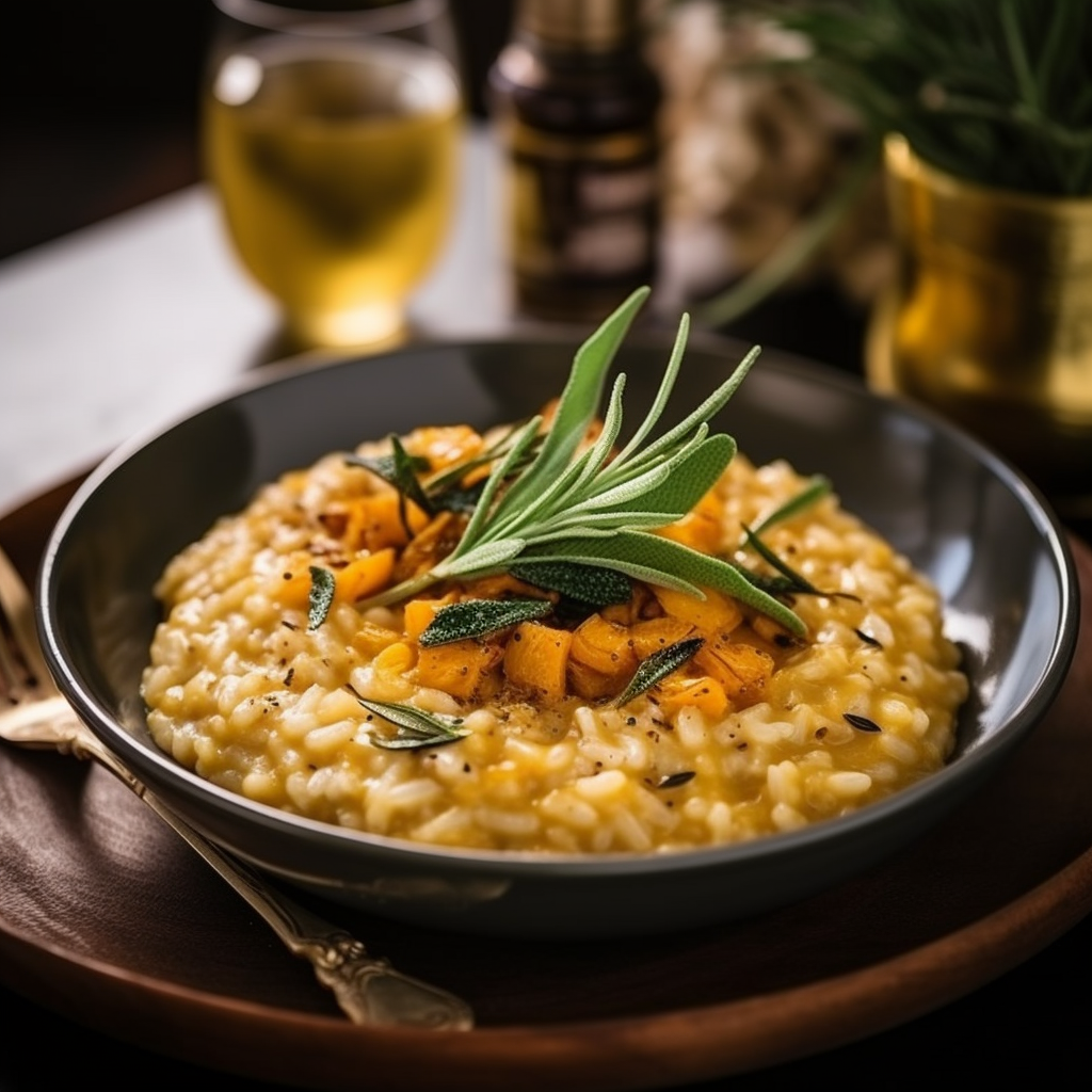 Creamy Pumpkin Risotto with Wildflower Honey and Rosemary