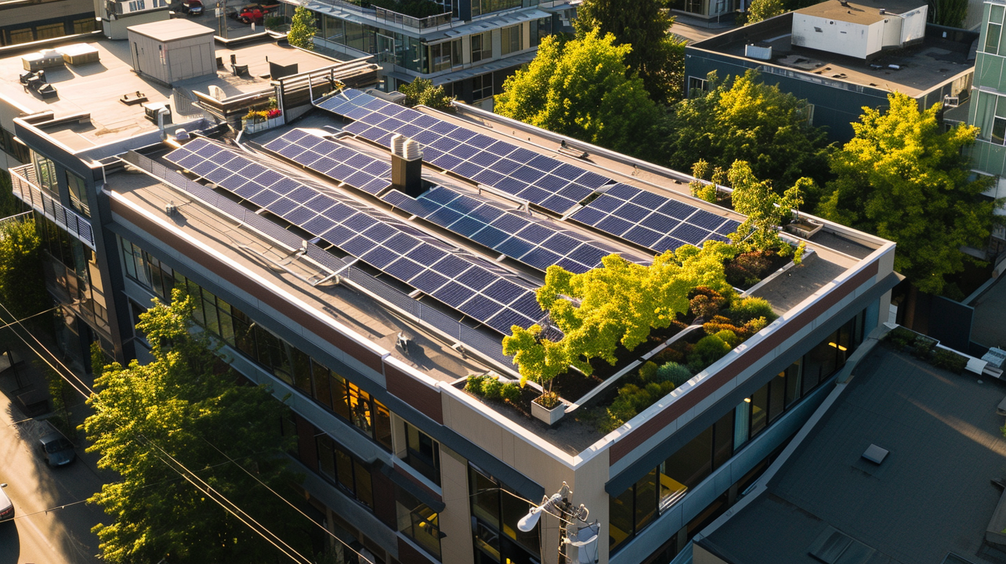 Commercial building with solar panels