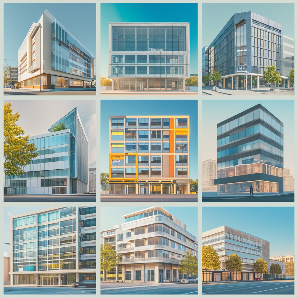 Modern commercial buildings collage