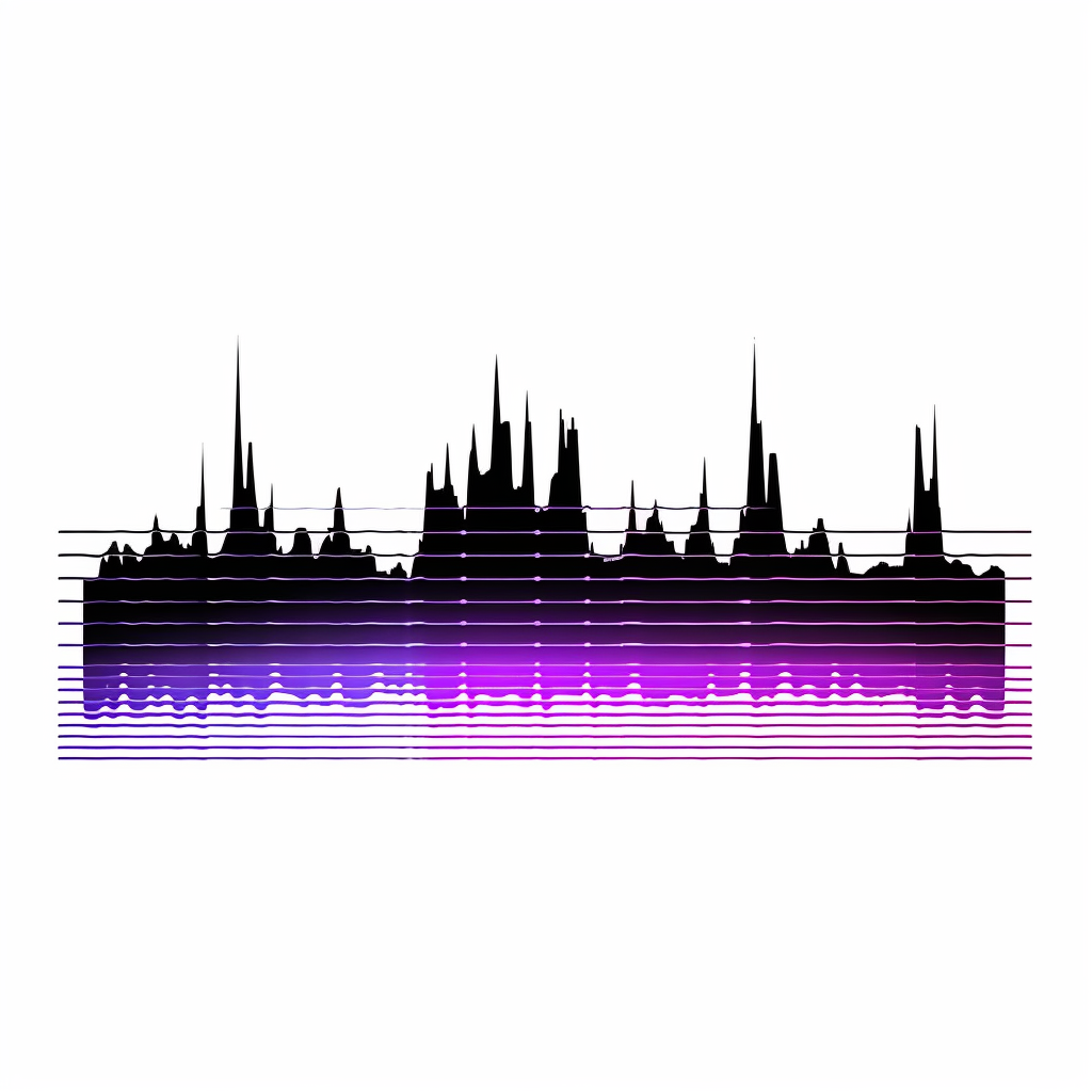 Minimalistic cyberpunk audio waveform on white background