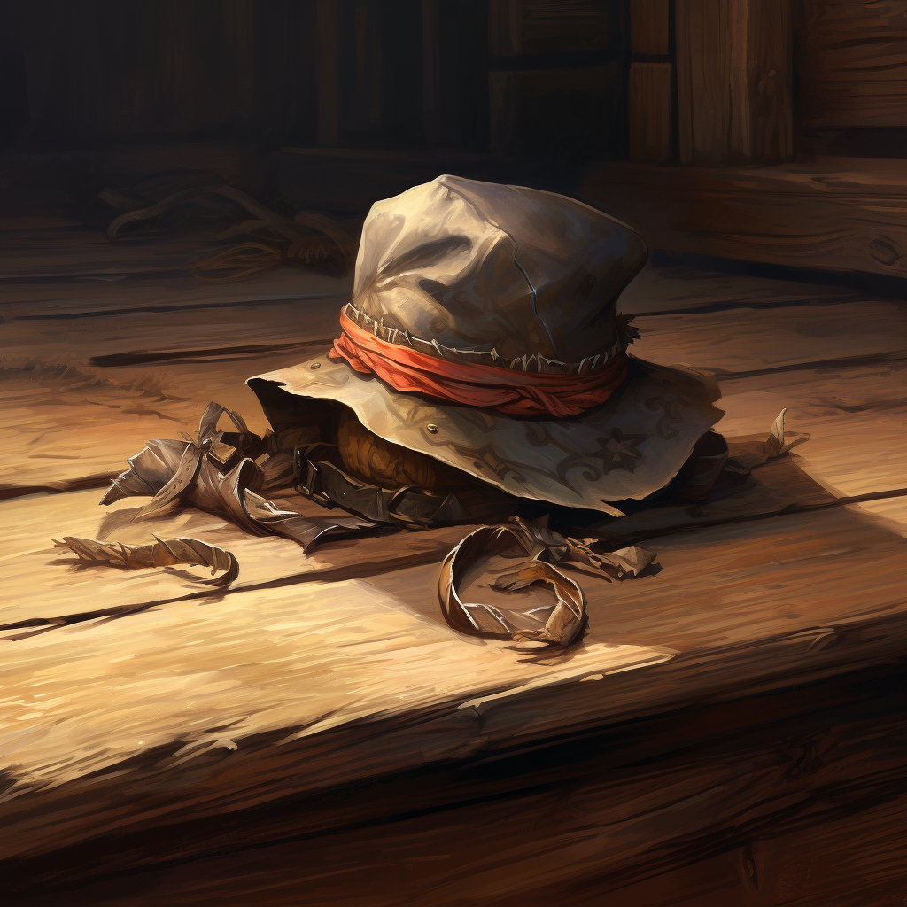 Cloth commoner hat resting on wooden table